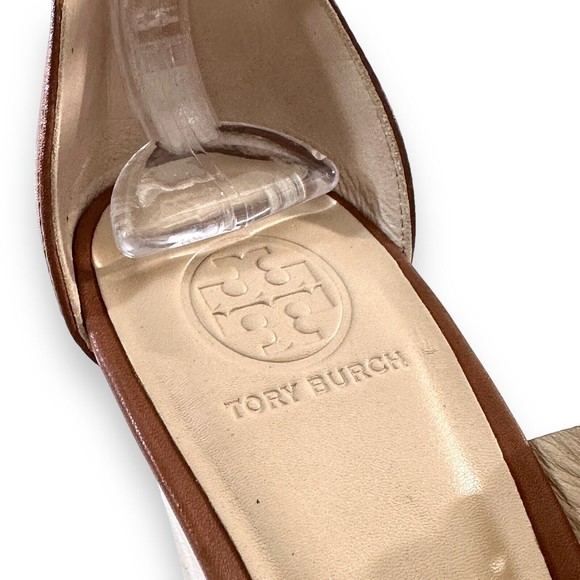Tory Burch Dress Sandal 8.5 Shoe Brown Leather Gladiator Wedge Heel Perforated - Picture 5 of 9